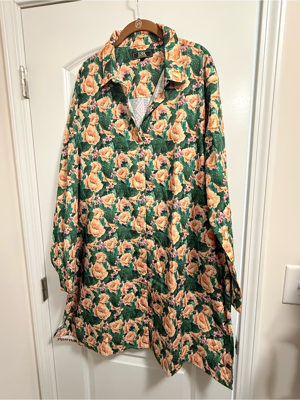 Lucky & Blessed Floral Shirt Dress Green 3X Fits 2X NWOT